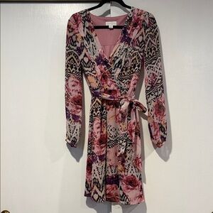 Jessica Simpson Long Sleeve Dress in Pink and Purple